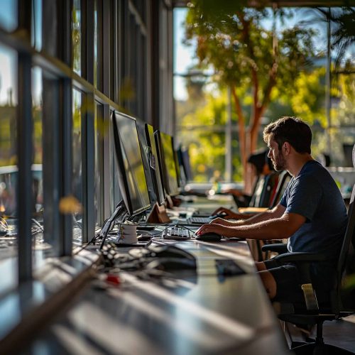 Modern Professional in a Sunny Co-Working Space